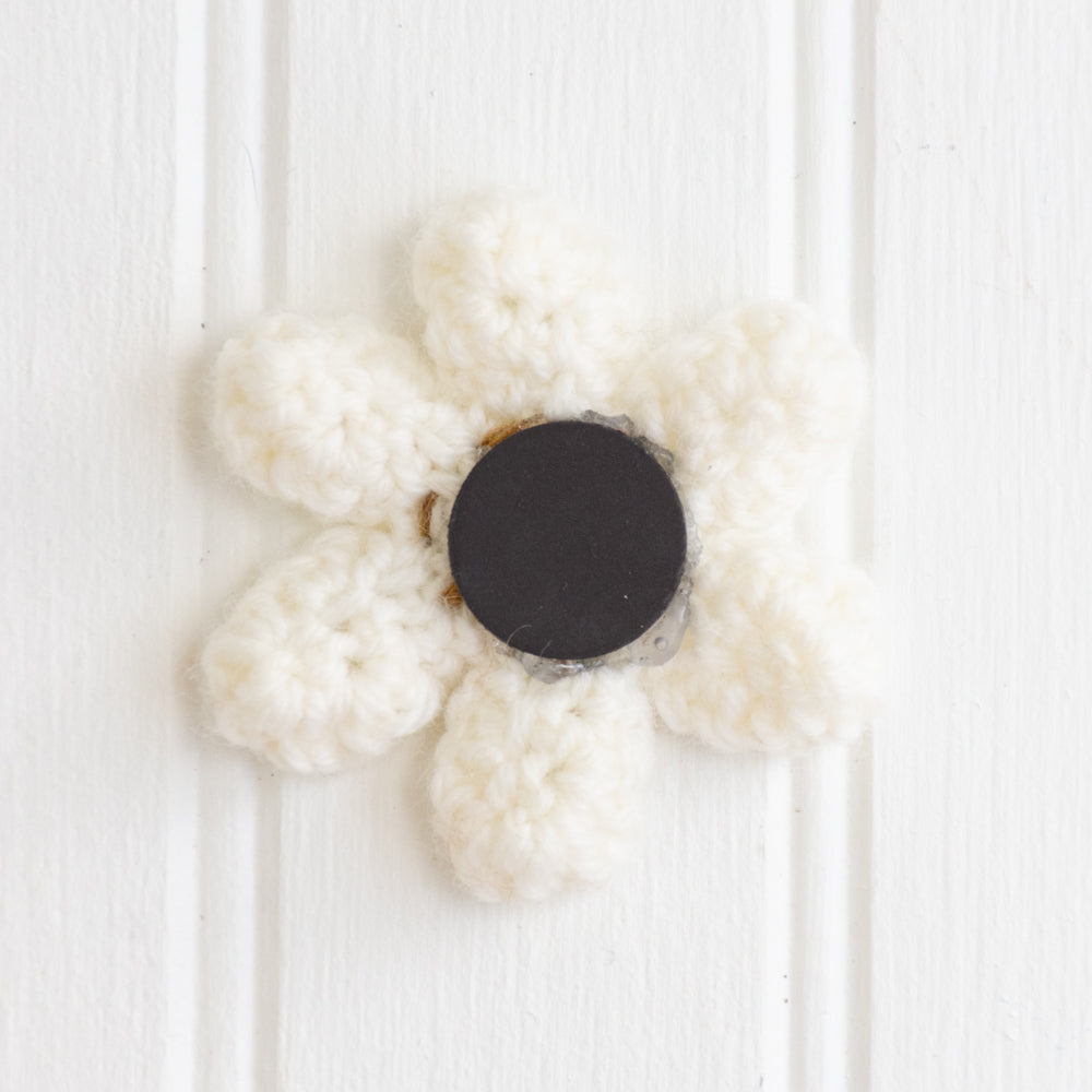 Handmade Daisy Magnet (White & Brass)